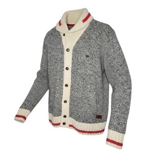 Roots Canada Cabin Collection Wool Blend Cardigan Men's Size XL Gray Oat Mix
